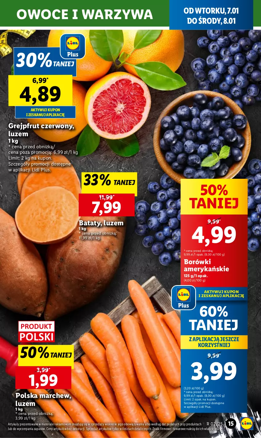 Gazetka promocyjna Lidl - GAZETKA - ważna 07.01 do 08.01.2025 - strona 17 - produkty: Grejpfrut, Owoce, Warzywa