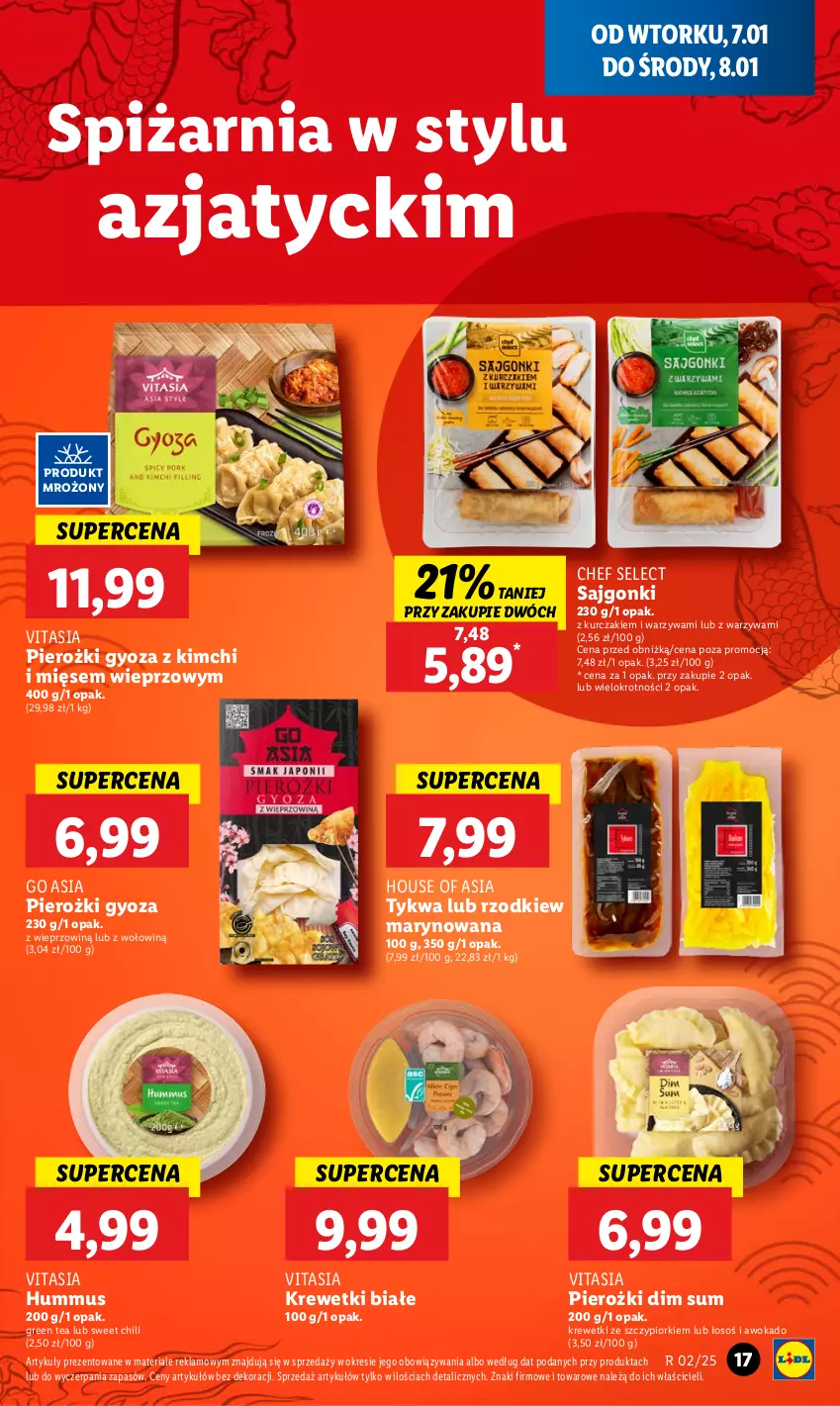 Gazetka promocyjna Lidl - GAZETKA - ważna 07.01 do 08.01.2025 - strona 21 - produkty: House of Asia, Hummus, Krewetki, Kurczak, Mus, Sajgonki, Warzywa