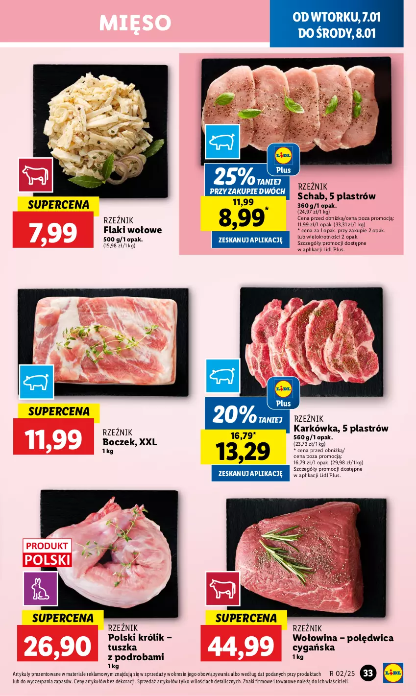 Gazetka promocyjna Lidl - GAZETKA - ważna 07.01 do 08.01.2025 - strona 37 - produkty: Boczek, Flaki, Flaki wołowe, Królik, Mięso, Polędwica, Tusz, Wołowina