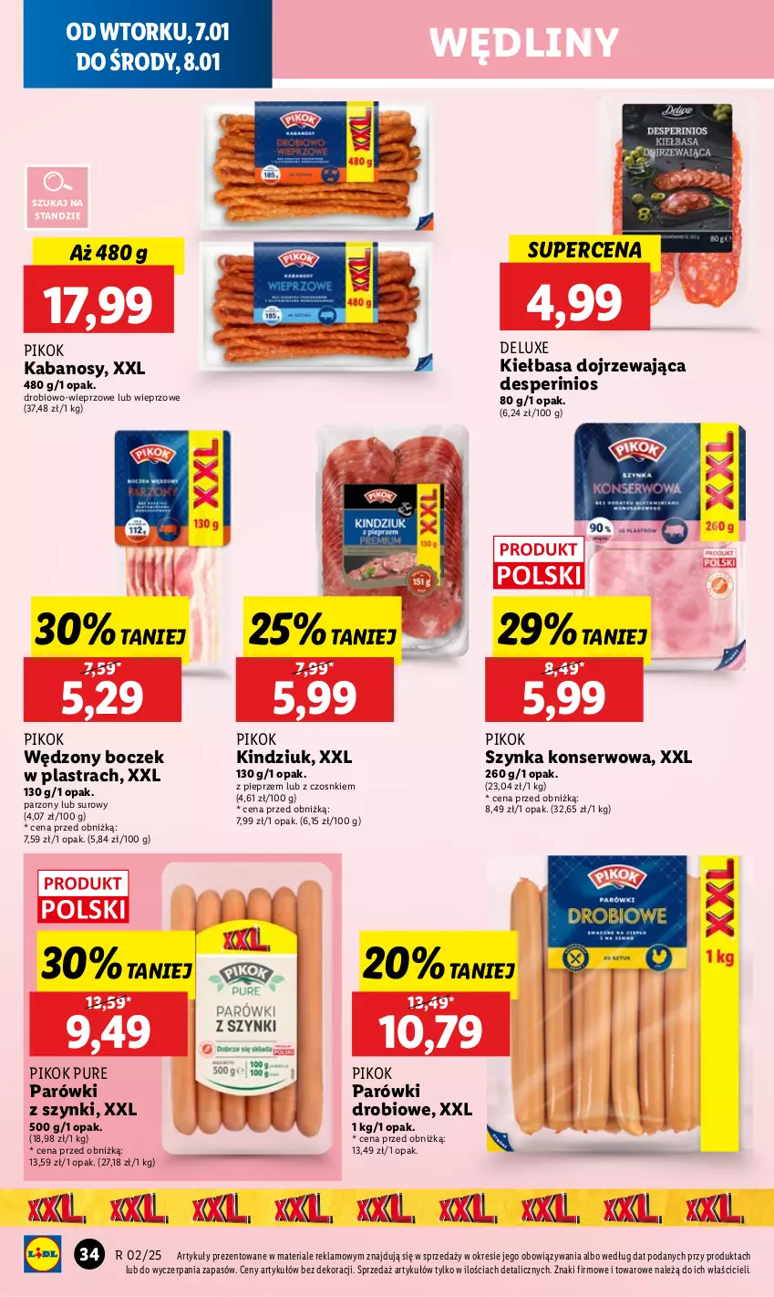 Gazetka promocyjna Lidl - GAZETKA - ważna 07.01 do 08.01.2025 - strona 38 - produkty: Boczek, Kabanos, Kiełbasa, Kindziuk, Parówki, Parówki z szynki, Pieprz, PIKOK, Pur, Ser, Szynka, Szynka konserwowa