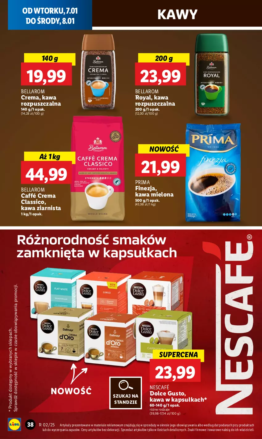 Gazetka promocyjna Lidl - GAZETKA - ważna 07.01 do 08.01.2025 - strona 42 - produkty: Bell, Bella, Dolce Gusto, Kawa, Kawa mielona, Kawa rozpuszczalna, Kawa ziarnista, Nescafé, Prima