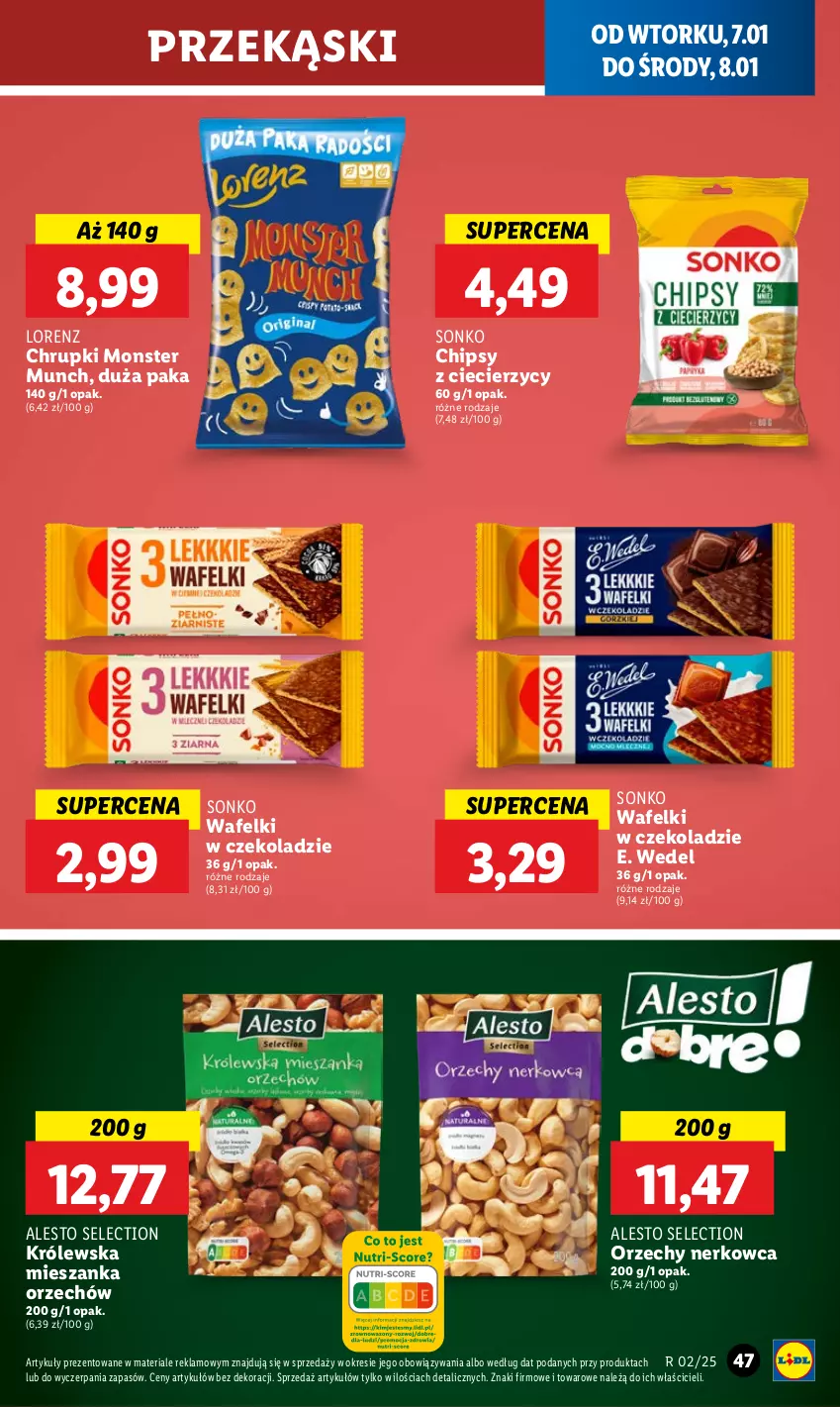 Gazetka promocyjna Lidl - GAZETKA - ważna 07.01 do 08.01.2025 - strona 53 - produkty: Chipsy, Chrupki, E. Wedel, Lorenz, Monster Munch, Sonko