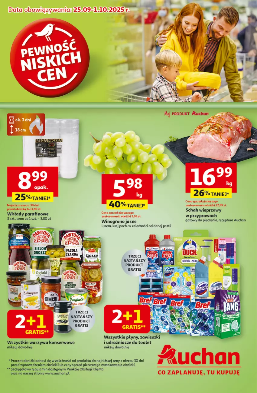 Gazetka promocyjna Auchan - Pewność niskich cen Hipermarket - ważna 25.09 do 01.10.2025 - strona 1 - produkty: Gra, Piec, Ser, Warzywa, Warzywa konserwowe, Wino, Zawieszki