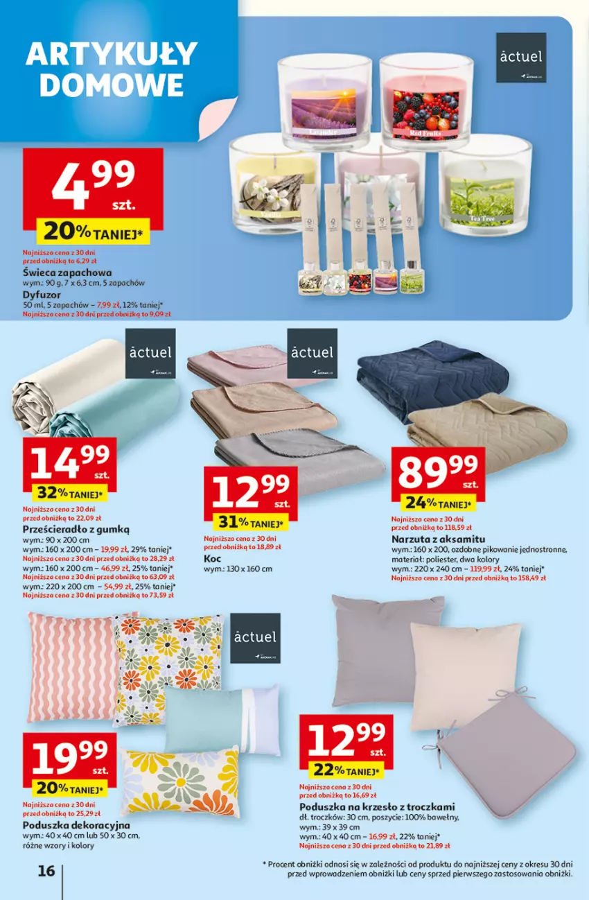 Gazetka promocyjna Auchan - Pewność niskich cen Hipermarket - ważna 25.09 do 01.10.2025 - strona 16 - produkty: Aksam, Fa, Koc, Krzesło, Narzuta, Poduszka, Poduszka dekoracyjna, Prześcieradło