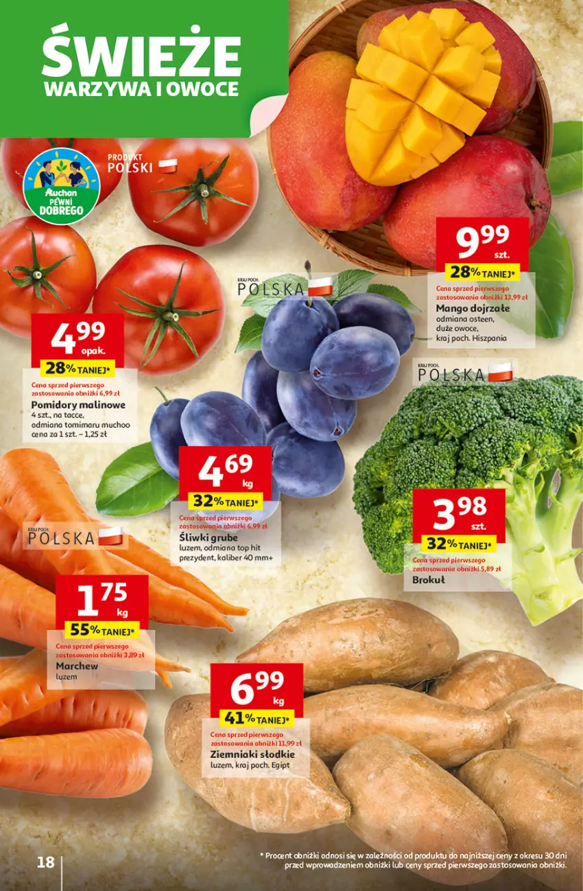 Gazetka promocyjna Auchan - Pewność niskich cen Hipermarket - ważna 25.09 do 01.10.2025 - strona 18 - produkty: Mango, Owoce, Pomidory, Top, Warzywa, Warzywa i owoce, Ziemniaki