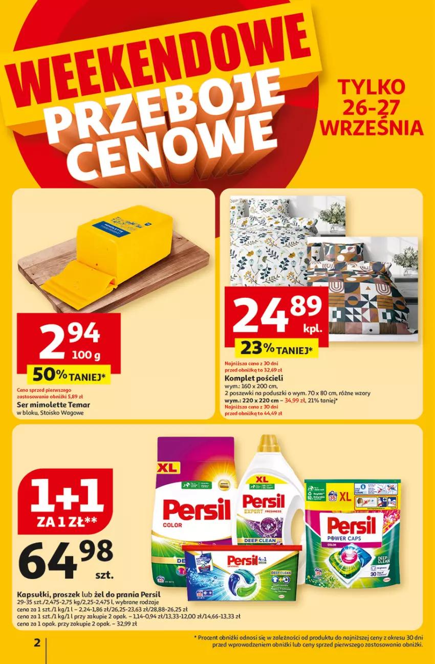 Gazetka promocyjna Auchan - Pewność niskich cen Hipermarket - ważna 25.09 do 01.10.2025 - strona 2 - produkty: Komplet pościeli, Mimolette, Persil, Pościel, Ser