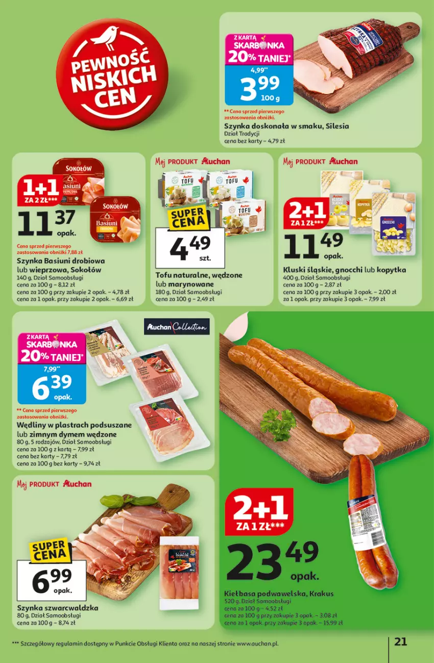 Gazetka promocyjna Auchan - Pewność niskich cen Hipermarket - ważna 25.09 do 01.10.2025 - strona 21 - produkty: Gnocchi, Kopytka, Sok, Sokołów, Szynka, Tofu