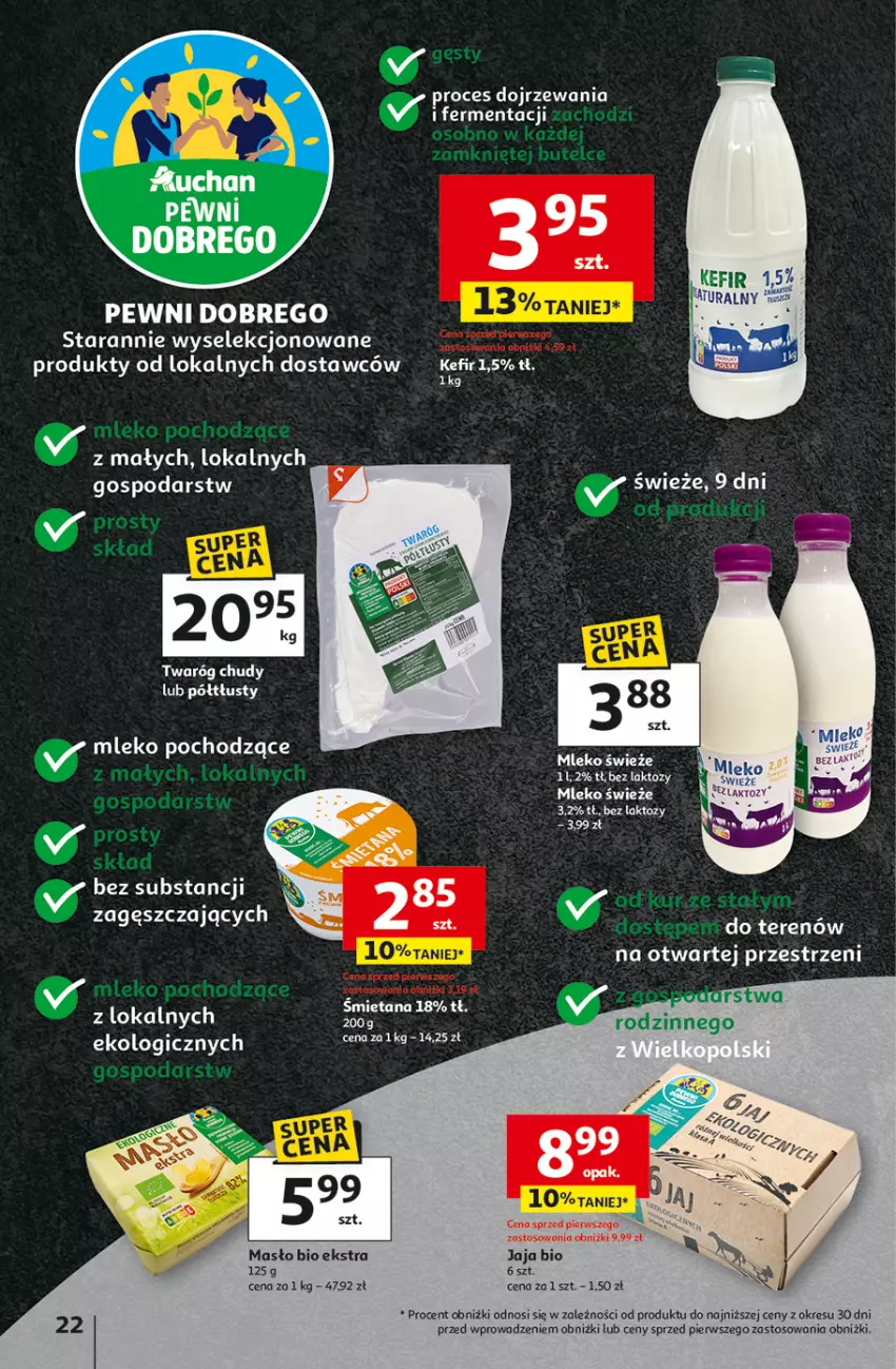 Gazetka promocyjna Auchan - Pewność niskich cen Hipermarket - ważna 25.09 do 01.10.2025 - strona 22 - produkty: Jaja, Masło, Mleko, Twaróg, Twaróg chudy