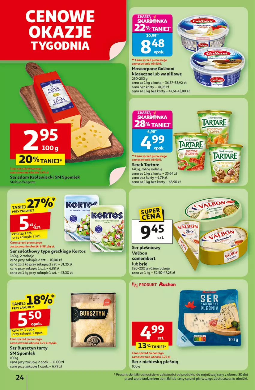 Gazetka promocyjna Auchan - Pewność niskich cen Hipermarket - ważna 25.09 do 01.10.2025 - strona 24 - produkty: Brie, Bursztyn, Camembert, Galbani, Pomidory, Sałat, Ser, Ser pleśniowy, Serek, Tarta, Tartare