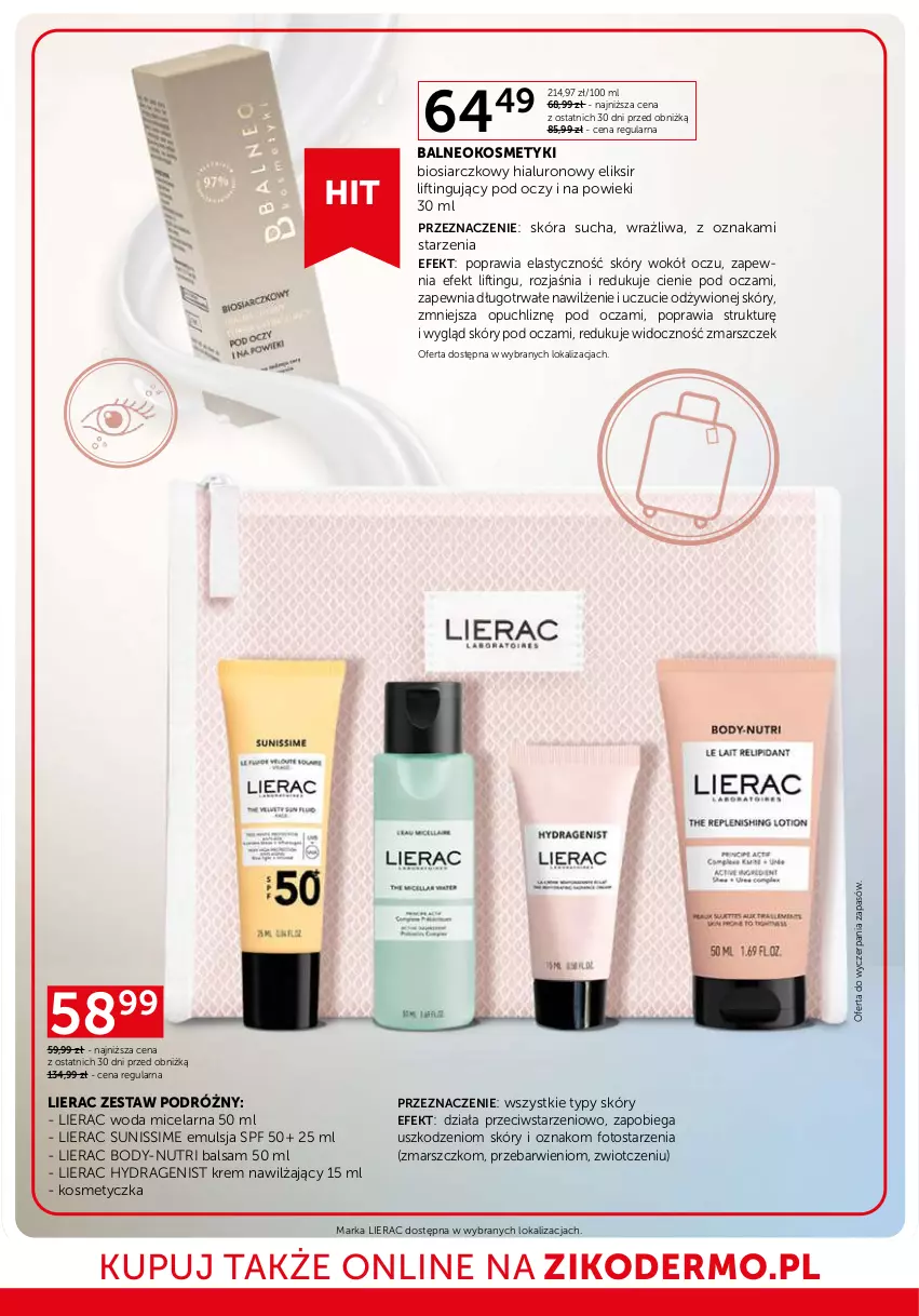 Gazetka promocyjna Ziko - Gazetka Ziko Dermo - ważna 10.07 do 23.07.2025 - strona 14 - produkty: Body, Emulsja, Kosmetyczka, Krem nawilżający, Lierac, Mars, Woda, Woda micelarna