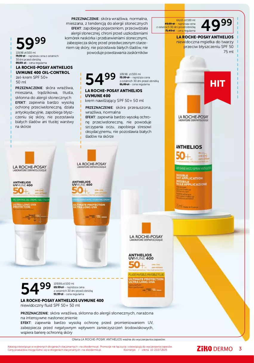 Gazetka promocyjna Ziko - Gazetka Ziko Dermo - ważna 10.07 do 23.07.2025 - strona 3 - produkty: Control, Helio, Krem nawilżający, La Roche-Posay, Mgiełka do twarzy, Piec, Sok