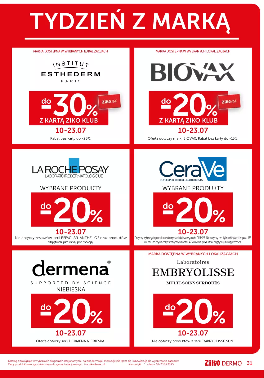 Gazetka promocyjna Ziko - Gazetka Ziko Dermo - ważna 10.07 do 23.07.2025 - strona 31 - produkty: Biovax, CeraVe, Dermena, Embryolisse, Fa, Helio, Ser