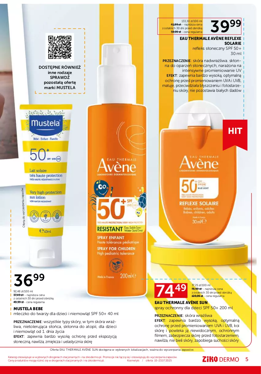 Gazetka promocyjna Ziko - Gazetka Ziko Dermo - ważna 10.07 do 23.07.2025 - strona 5 - produkty: Avène, Dzieci, Mleczko, Mus, Mustela, Piec, Sok, Top