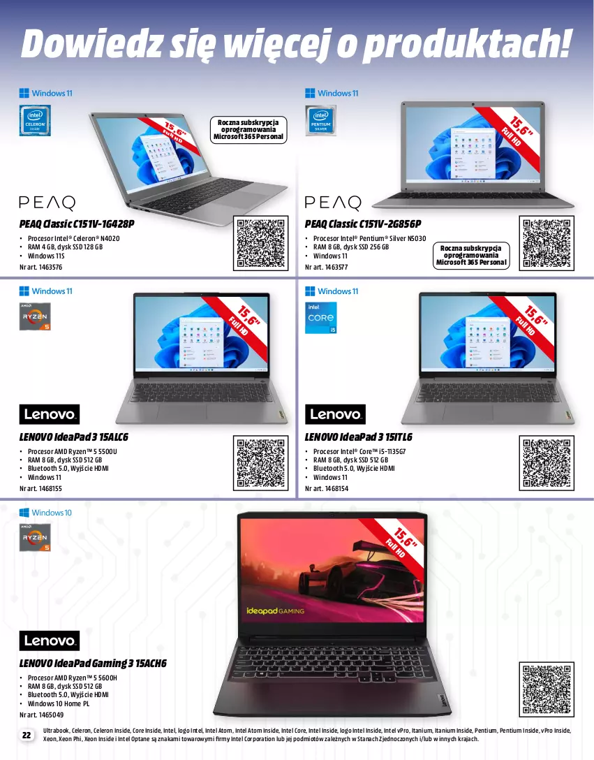 Gazetka promocyjna Media Markt - Gazetka Media Markt - ważna 01.12 do 31.12.2022 - strona 22 - produkty: Gra, Intel, Lenovo, Oprogramowania, Pentium, Por, Procesor