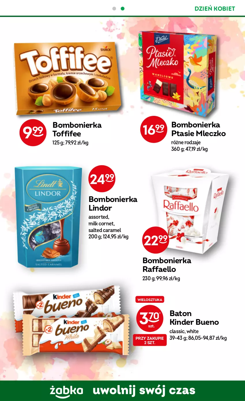 Gazetka promocyjna Żabka - ważna 01.03 do 07.03.2023 - strona 27 - produkty: Baton, Fa, Kinder, Kinder Bueno, Lindor, Mleczko, Ptasie mleczko, Raffaello, Toffifee