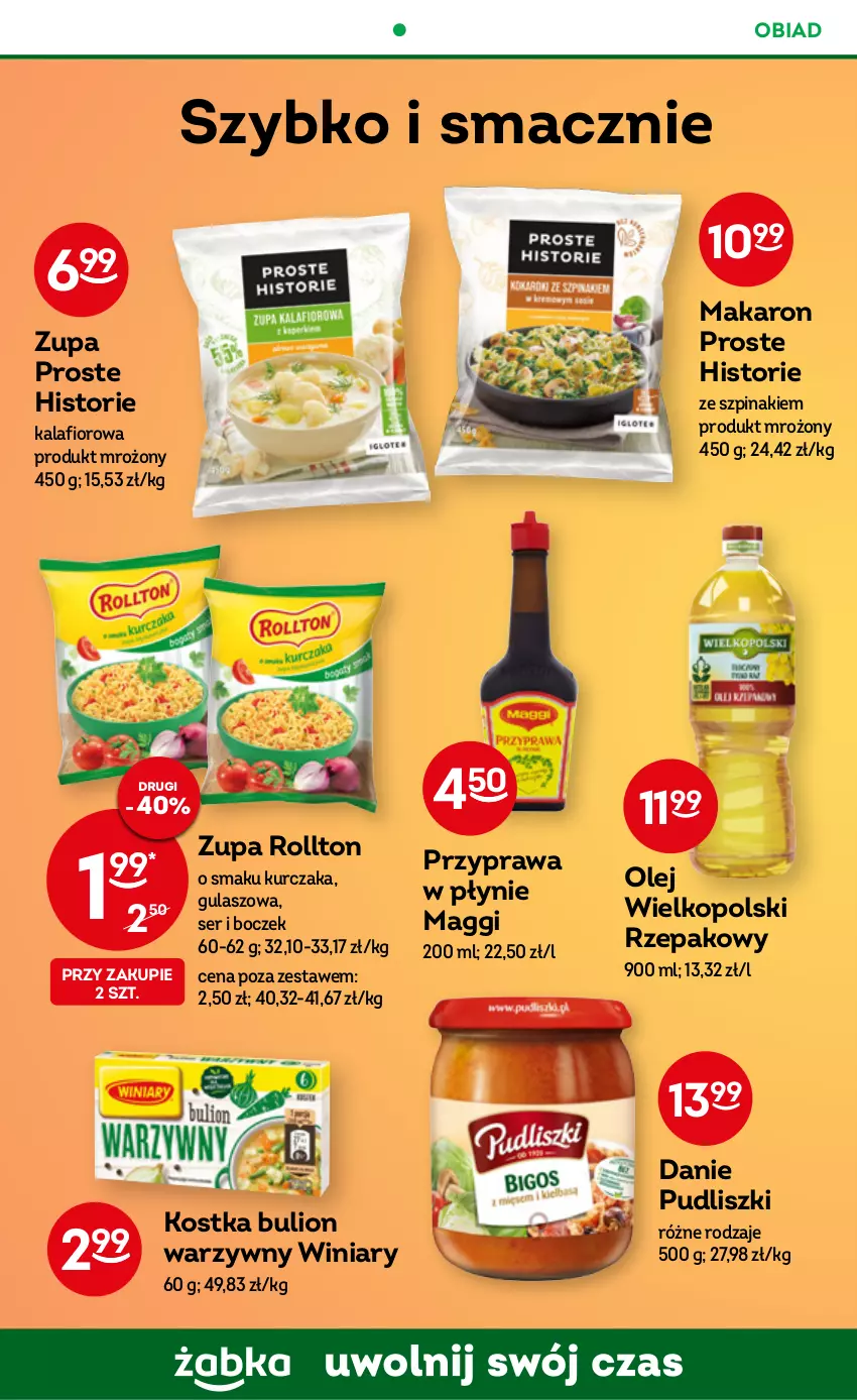 Gazetka promocyjna Żabka - ważna 01.03 do 07.03.2023 - strona 42 - produkty: Boczek, Bulion, Kalafior, Kurczak, Lion, Maggi, Makaron, Olej, Przyprawa w płynie, Pudliszki, Ser, Szpinak, Winiary, Zupa