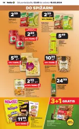 Gazetka promocyjna Netto - Od Poniedziałku - Gazetka - ważna od 18.05 do 18.05.2024 - strona 14 - produkty: Koncentrat pomidorowy, Makaron, Dawtona, Warzywa, Ser, Gin, Gra, Nesquik, Rust, Warzywa konserwowe, Lion, Boczek, Baton, Danio, Cini Minis, Oliwa z oliwek, Cieciorka, Grill, Orka, Nestlé, Knorr, Fa, Oliwa