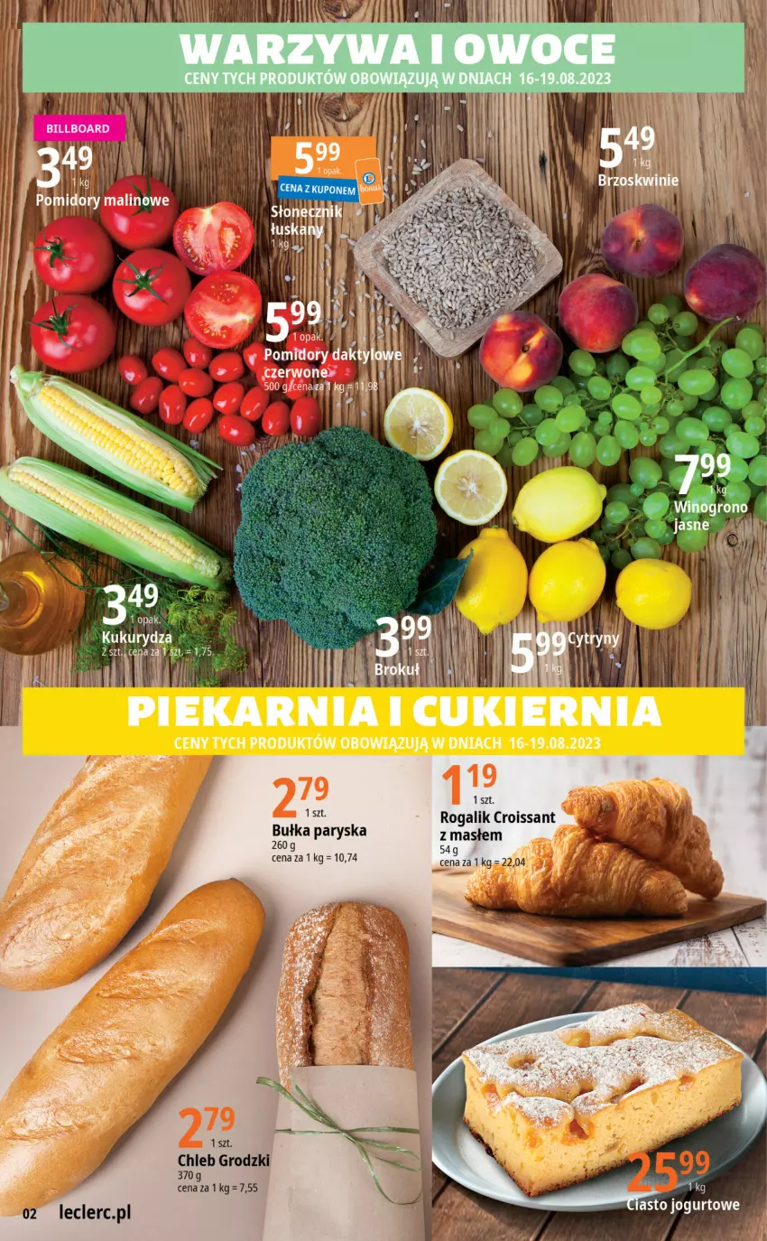 Gazetka promocyjna E Leclerc - ważna 16.08 do 27.08.2023 - strona 2 - produkty: Bułka, Chleb, Croissant, Cukier, Piekarnia i cukiernia, Rogal