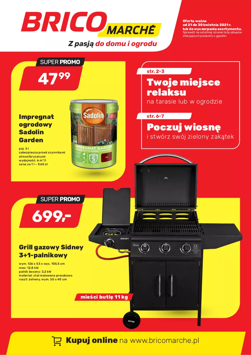 Gazetka promocyjna Bricomarche - Gazetka - ważna 21.04 do 30.04.2021 - strona 1 - produkty: Grill, Grill gazowy, Piec