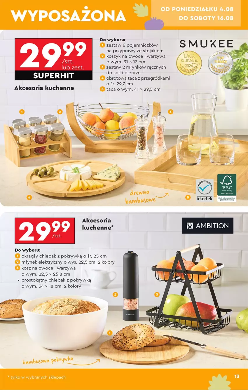 Gazetka promocyjna Biedronka - Okazje Tygodnia - ważna 04.08 do 16.08.2025 - strona 19 - produkty: Ambition, Chleb, Chlebak, Kosz, Owoce, Pieprz, Przyprawy, Stojak, Taca, Warzywa