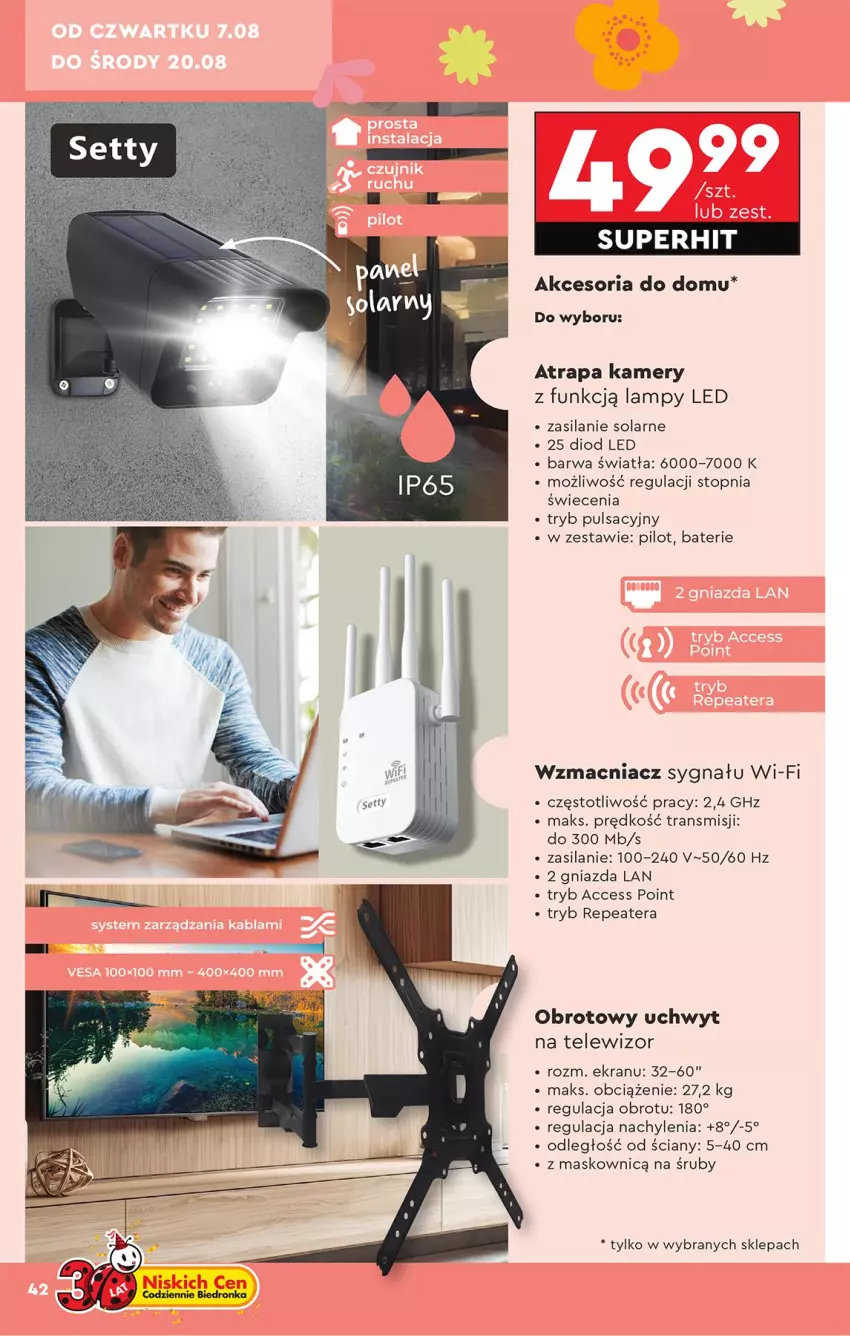 Gazetka promocyjna Biedronka - Okazje Tygodnia - ważna 04.08 do 16.08.2025 - strona 48 - produkty: Kamery, Silan, Telewizor, Tera, Top, Tran