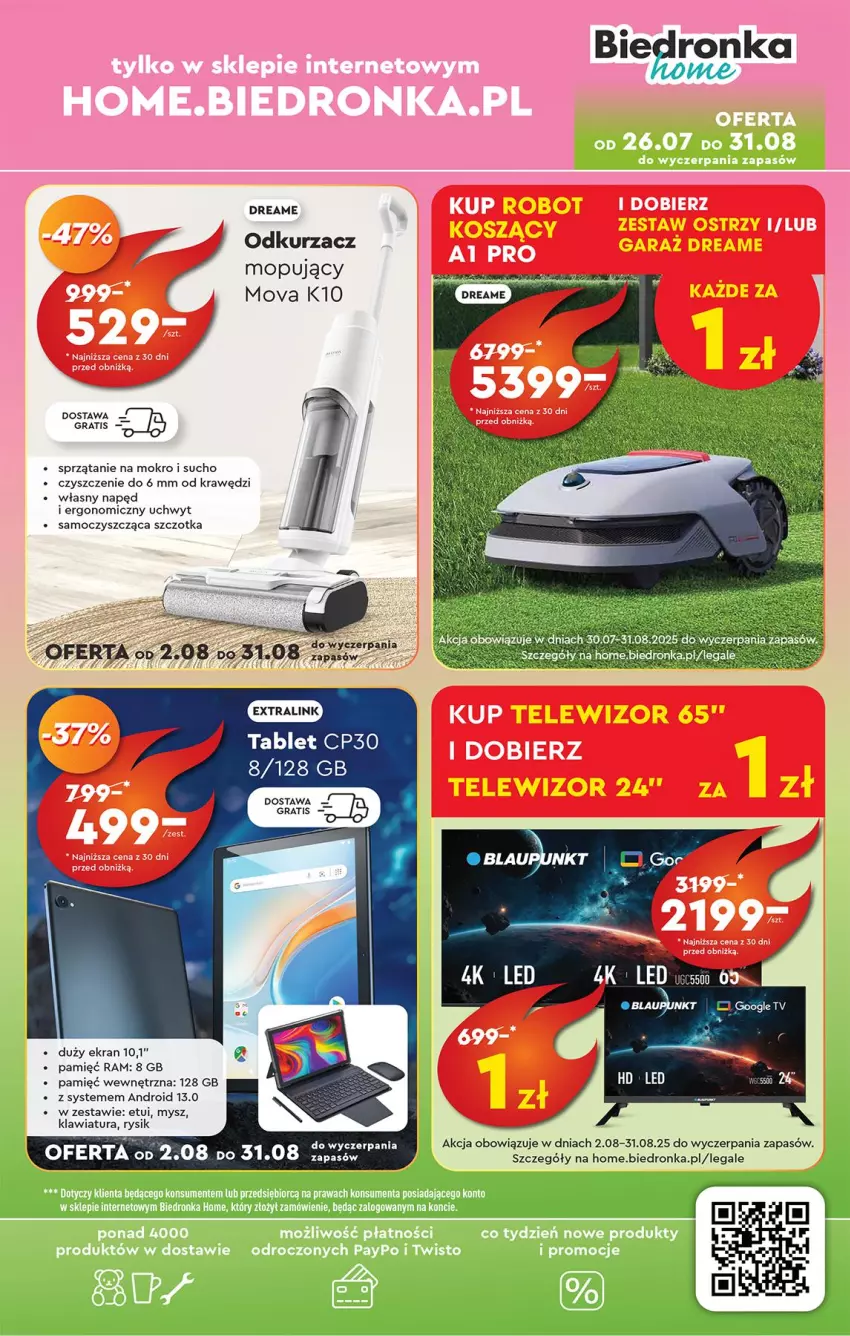 Gazetka promocyjna Biedronka - Okazje Tygodnia - ważna 04.08 do 16.08.2025 - strona 53 - produkty: Gra, Klawiatura, Mop, Mysz, Odkurzacz, Ser, Sprzątanie, Szczotka, Tablet