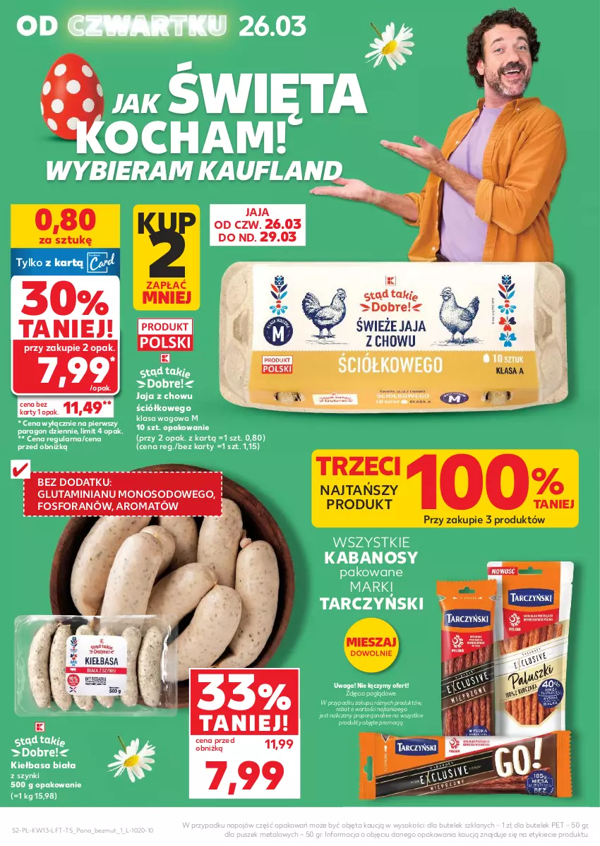 Gazetka promocyjna Kaufland - Gazetka tygodnia - ważna 26.03 do 31.03.2026 - strona 2 - produkty: Jaja, Kabanos, Kiełbasa, Kiełbasa biała, Koc, Por, Sok, Tarczyński, Waga