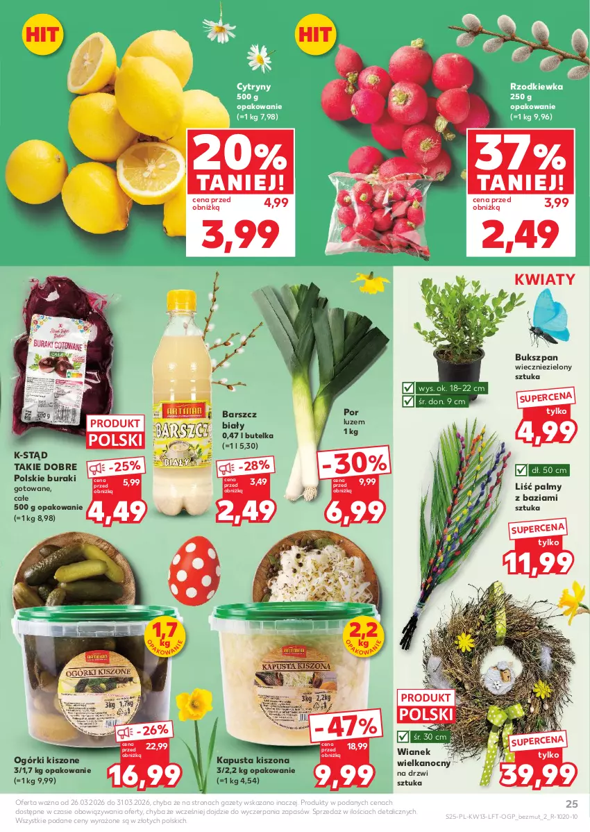 Gazetka promocyjna Kaufland - Gazetka tygodnia - ważna 26.03 do 31.03.2026 - strona 25 - produkty: Buraki, Cytryny, Drzwi, Por, Rzodkiewka