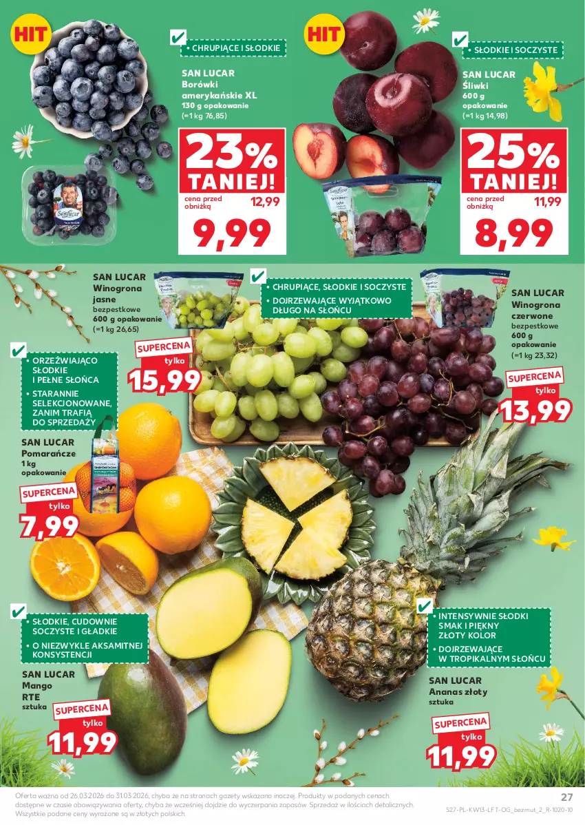Gazetka promocyjna Kaufland - Gazetka tygodnia - ważna 26.03 do 31.03.2026 - strona 27 - produkty: Aksam, Ananas, Mango, Pomarańcze, Wino, Winogrona