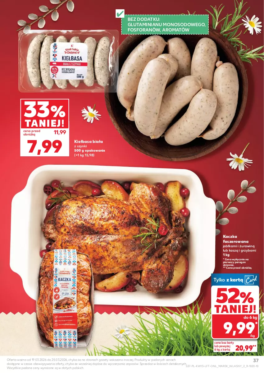 Gazetka promocyjna Kaufland - Gazetka tygodnia - ważna 26.03 do 31.03.2026 - strona 37 - produkty: Fa, Jabłka, Kaczka, Kaczka faszerowana, Kiełbasa, Kiełbasa biała