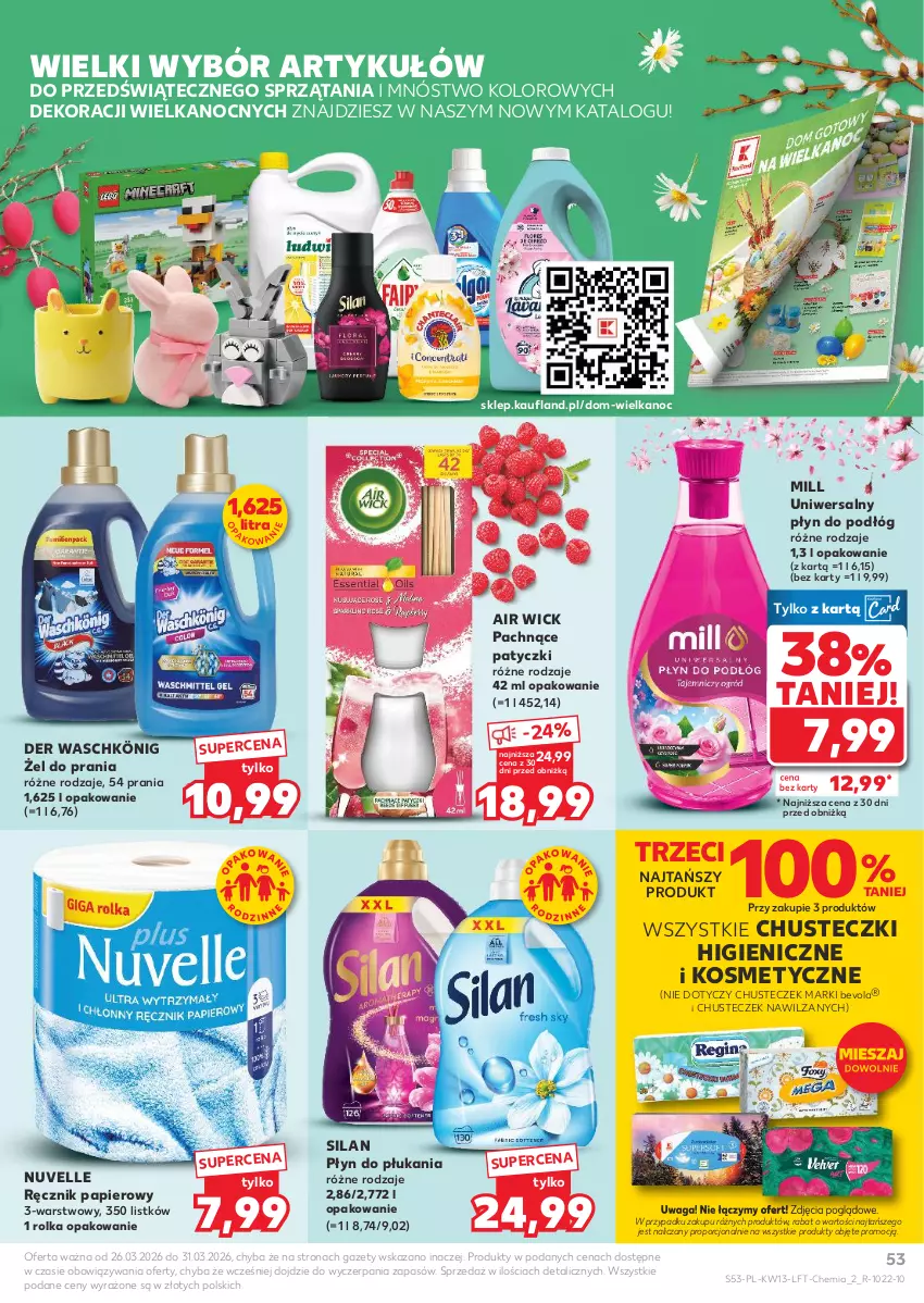 Gazetka promocyjna Kaufland - Gazetka tygodnia - ważna 26.03 do 31.03.2026 - strona 53 - produkty: Air Wick, Chusteczki, König, Papier, Płyn do płukania, Por, Ręcznik, Silan, Waga