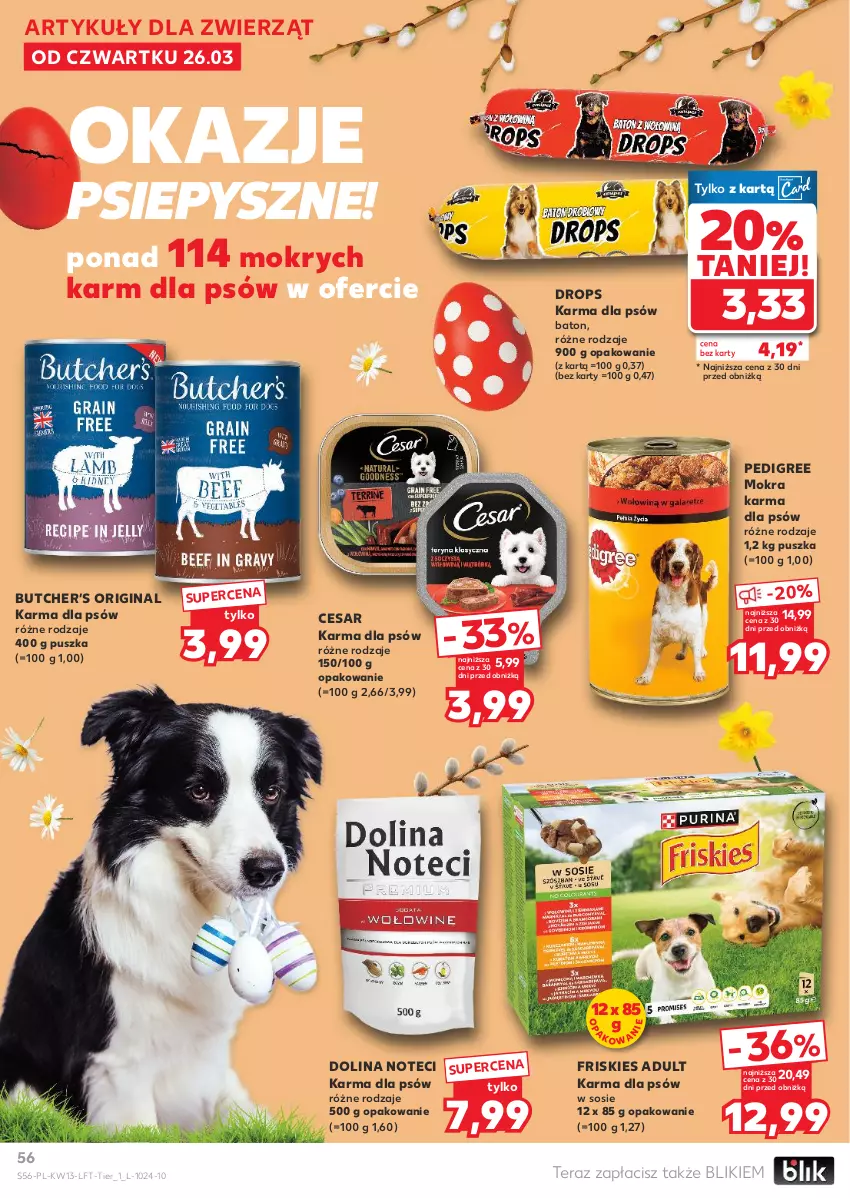 Gazetka promocyjna Kaufland - Gazetka tygodnia - ważna 26.03 do 31.03.2026 - strona 56 - produkty: Baton, Friskies, Gin, Mokra karma, Pedigree, Sos, Tera