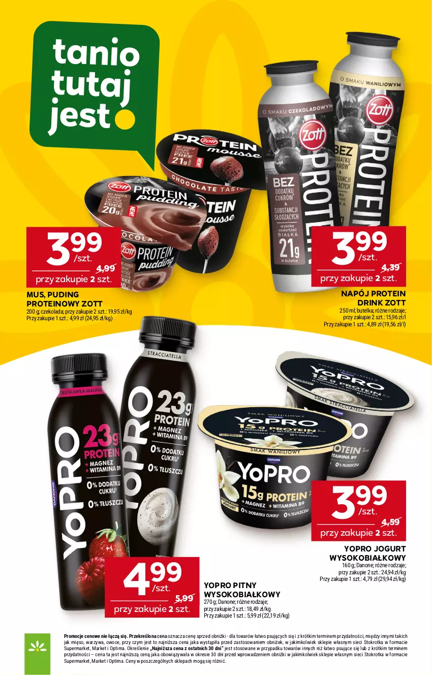 Gazetka promocyjna Stokrotka - Supermarket - ważna 02.07 do 08.07.2026 - strona 23 - produkty: Czekolada, Danone, Jogurt, Mięso, Mus, Napój, Optima, Owoce, Sok, Warzywa, Zott