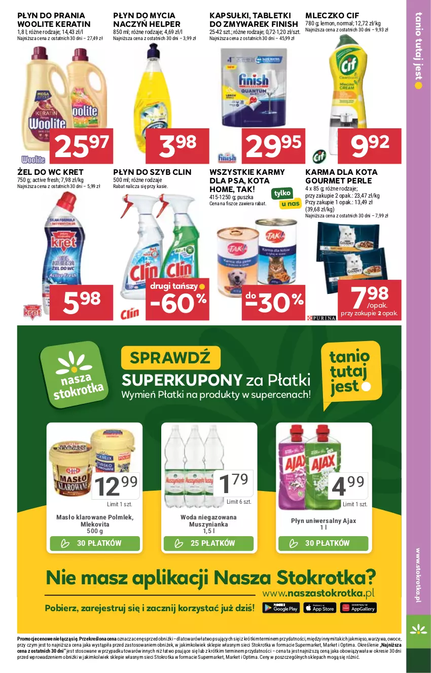Gazetka promocyjna Stokrotka - Supermarket - ważna 02.07 do 08.07.2026 - strona 35 - produkty: Ajax, Cif, Clin, Do mycia naczyń, Finish, Kret, Masło, Masło klarowane, Mięso, Mleczko, Mleko, Mlekovita, Mus, Muszynianka, Optima, Owoce, Płyn do mycia, Płyn do mycia naczyń, Płyn do prania, Płyn do szyb, POLMLEK, Tablet, Warzywa, Woda, Woda niegazowana, Woolite