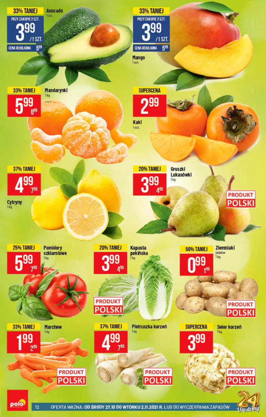 Gazetka promocyjna PoloMarket - Gazetka pomocyjna - ważna 27.10 do 02.11.2021 - strona 12 - produkty: Cytryny, Gruszki, Mango, Pomidory, Seler korzeń, Ziemniaki