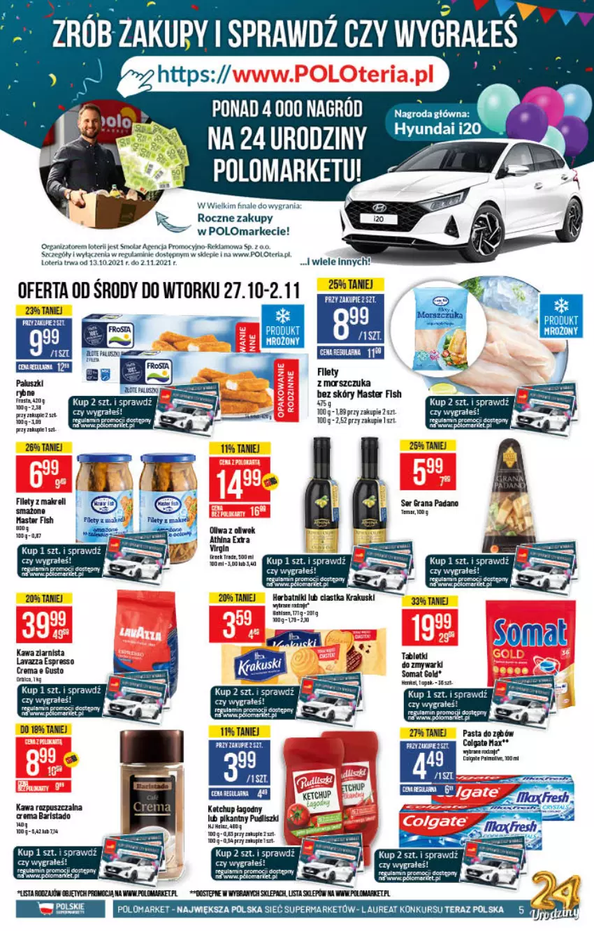 Gazetka promocyjna PoloMarket - Gazetka pomocyjna - ważna 27.10 do 02.11.2021 - strona 5 - produkty: Ciastka, Colgate, Gin, Gra, Kask, Kawa, Kawa rozpuszczalna, Kawa ziarnista, Laur, LG, Oliwa z oliwek, Tablet, Tera