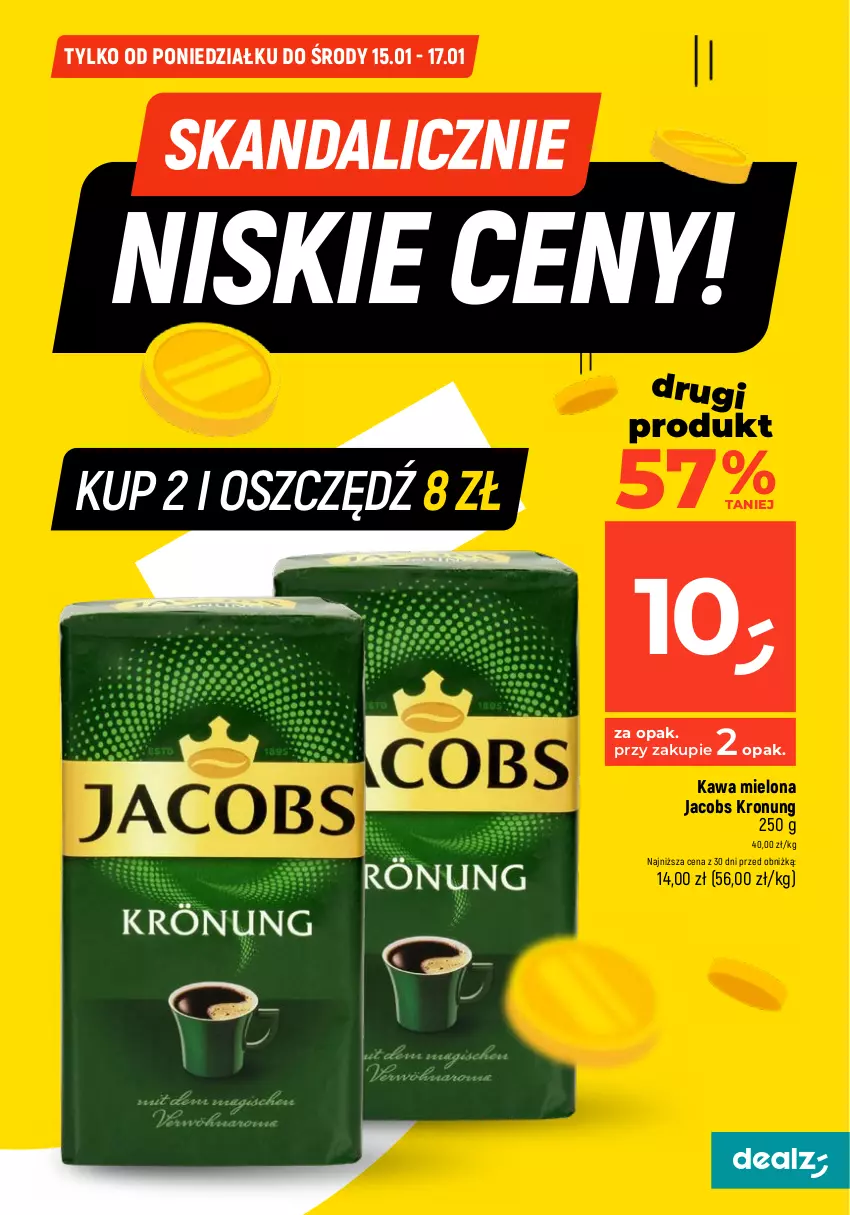 Gazetka promocyjna Dealz - Oszczędzaj każdego dnia! - ważna 15.01 do 17.01.2024 - strona 3 - produkty: Jacobs, Kawa, Kawa mielona, Lack, Merci