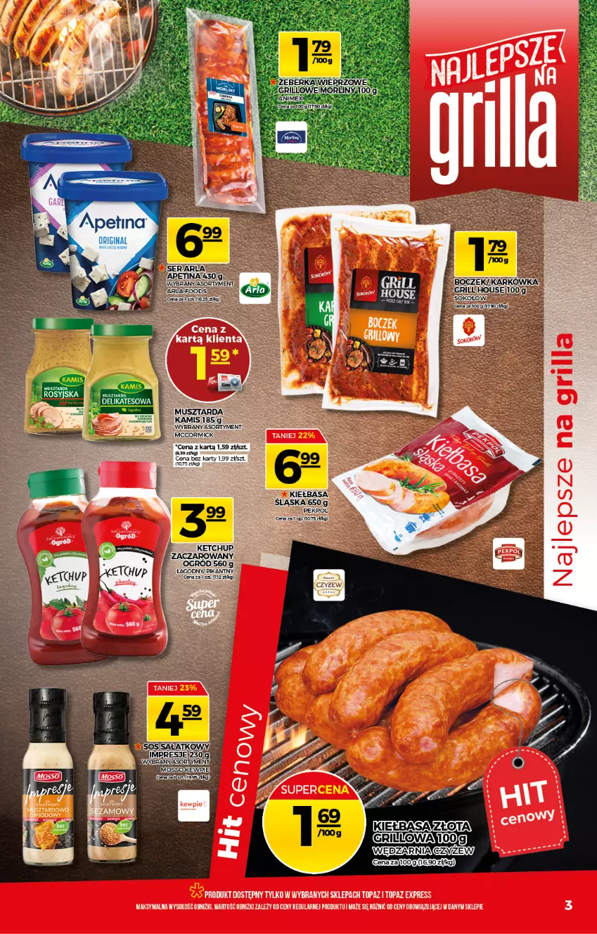 Gazetka promocyjna Topaz - Gazetka - ważna 24.06 do 30.06.2021 - strona 3 - produkty: Grill, Kamis, Kiełbasa, Mus, Musztarda, Ogród, Sałat, Sok, Sos, Top