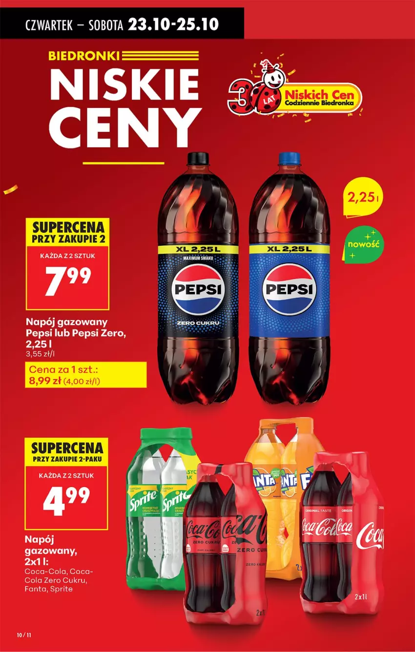 Gazetka promocyjna Biedronka - Od Czwartku - ważna 23.10 do 29.10.2025 - strona 10 - produkty: Coca-Cola, Fa, Fanta, Napój, Napój gazowany, Pepsi, Sprite