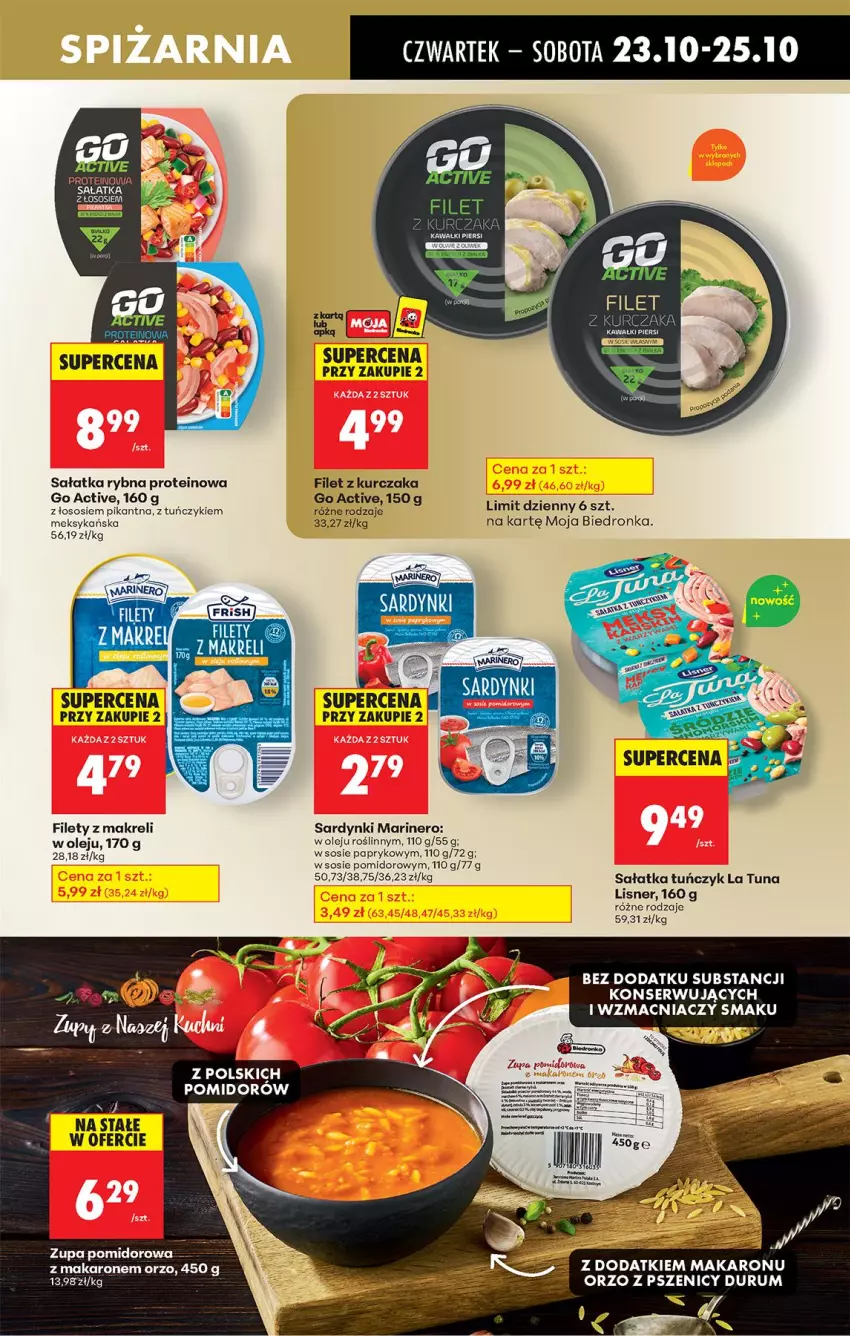 Gazetka promocyjna Biedronka - Od Czwartku - ważna 23.10 do 29.10.2025 - strona 47 - produkty: Kurczak, Lisner, Makaron, Olej, Rum, Sałat, Sałatka, Sardynki, Ser, Sos, Tuńczyk, Zupa, Zupa pomidorowa
