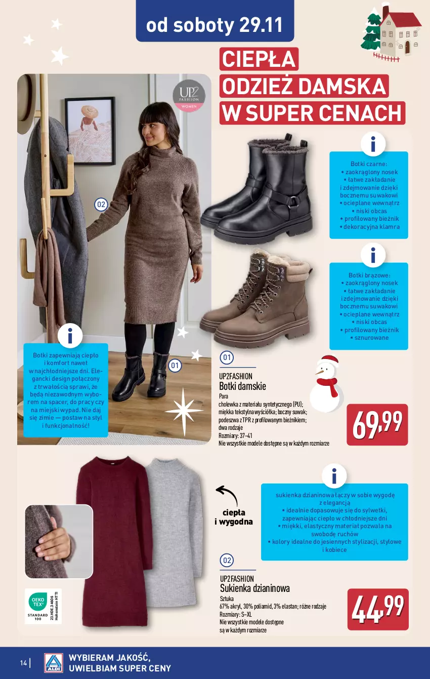 Gazetka promocyjna Aldi - Artykuły przemysłowe i tekstylia - ważna 26.11 do 29.11.2025 - strona 14 - produkty: Acer, Bieżnik, Botki, Fa, Sukienka