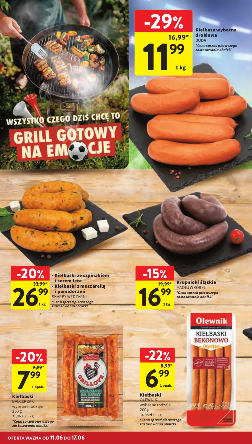 Gazetka promocyjna Intermarche - Gazetka promocyjna - ważna 11.06 do 17.06.2026 - strona 12 - produkty: Duda, Feta, Kiełbasa, Madej Wróbel, Olewnik, Ser, Szpinak