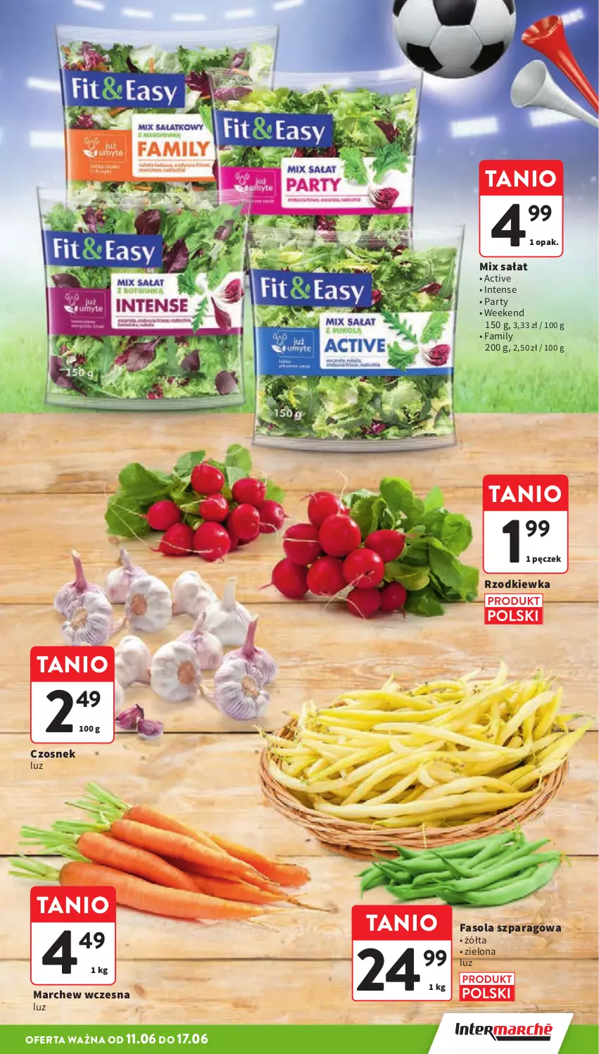 Gazetka promocyjna Intermarche - Gazetka promocyjna - ważna 11.06 do 17.06.2026 - strona 15 - produkty: Czosnek, Fa, Fasola, Fasola szparagowa, Rzodkiewka, Sałat