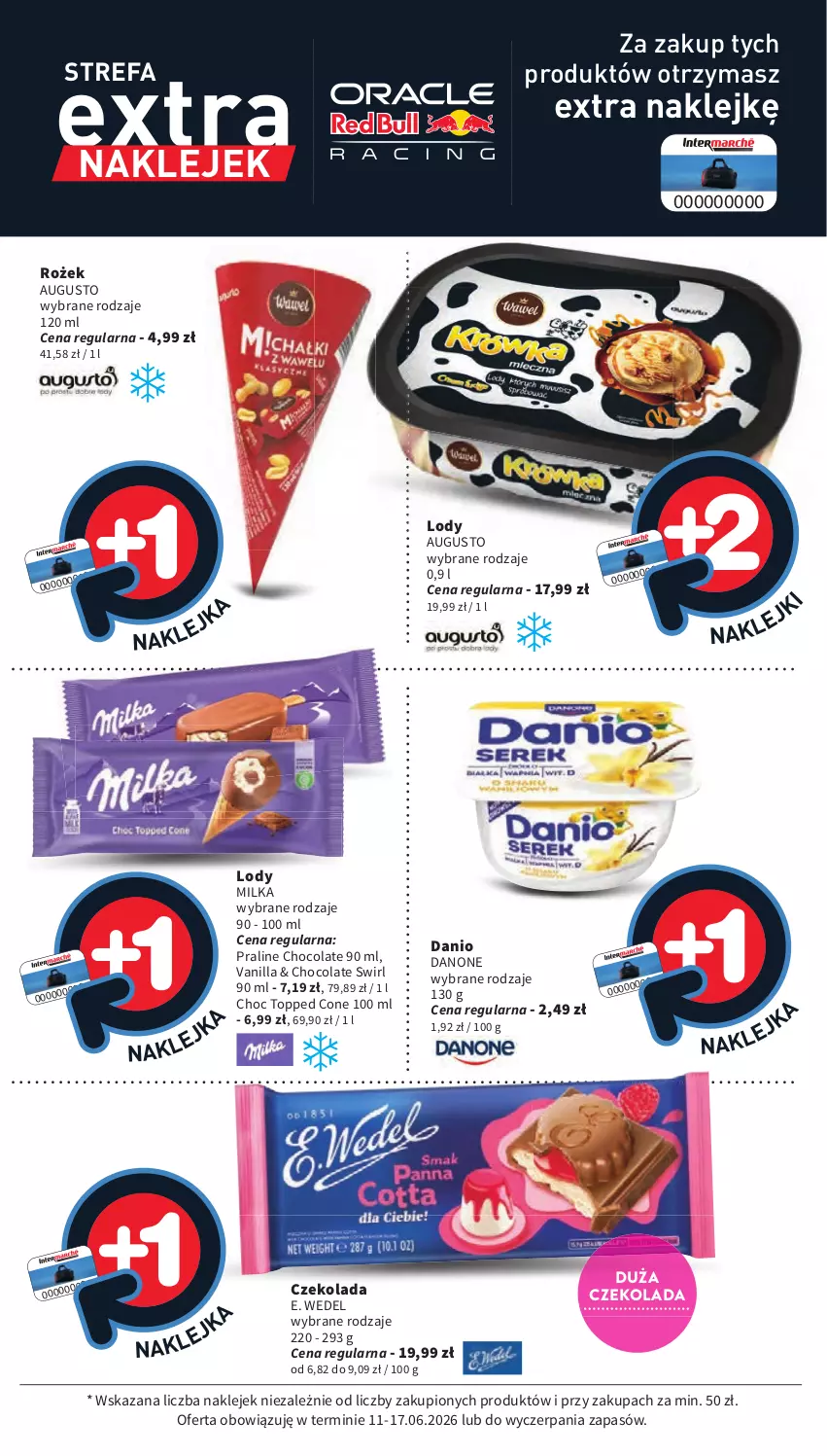 Gazetka promocyjna Intermarche - Gazetka promocyjna - ważna 11.06 do 17.06.2026 - strona 21 - produkty: Czekolada, Danio, Danone, E. Wedel, Fa, Klej, Lody, Milka, Top