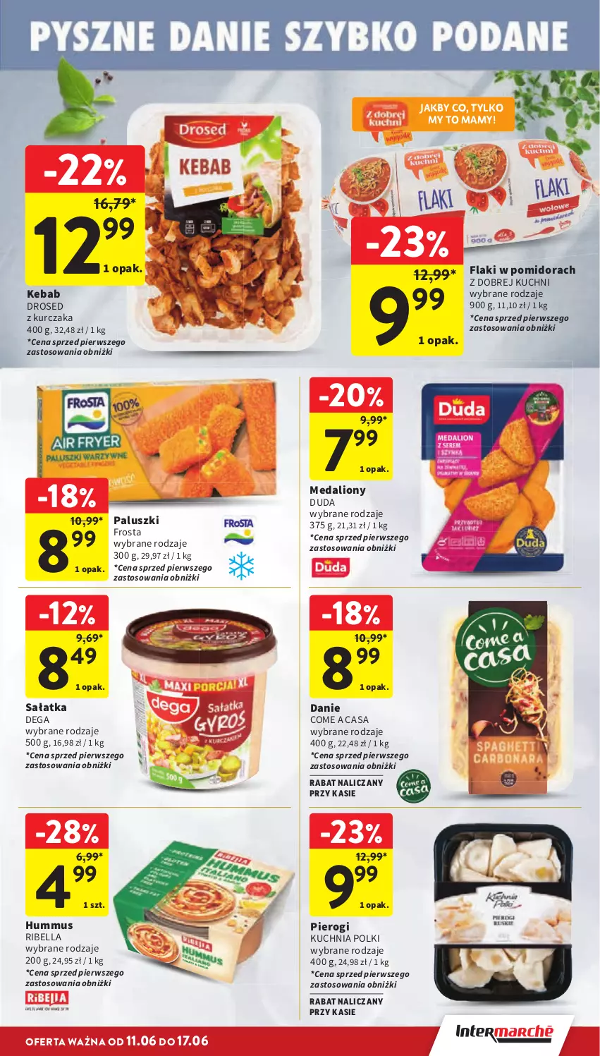 Gazetka promocyjna Intermarche - Gazetka promocyjna - ważna 11.06 do 17.06.2026 - strona 27 - produkty: Bell, Bella, Dega, Duda, Flaki, Frosta, Hummus, Kebab, Kuchnia, Kurczak, Lion, Mus, Pierogi, Sałat, Sałatka