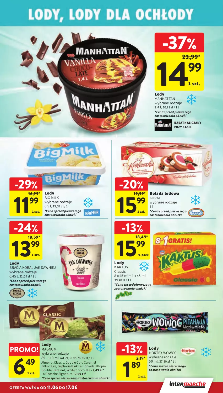 Gazetka promocyjna Intermarche - Gazetka promocyjna - ważna 11.06 do 17.06.2026 - strona 29 - produkty: Big Milk, Hortex, Kaktus, Lion, Lody, Rolada, Top