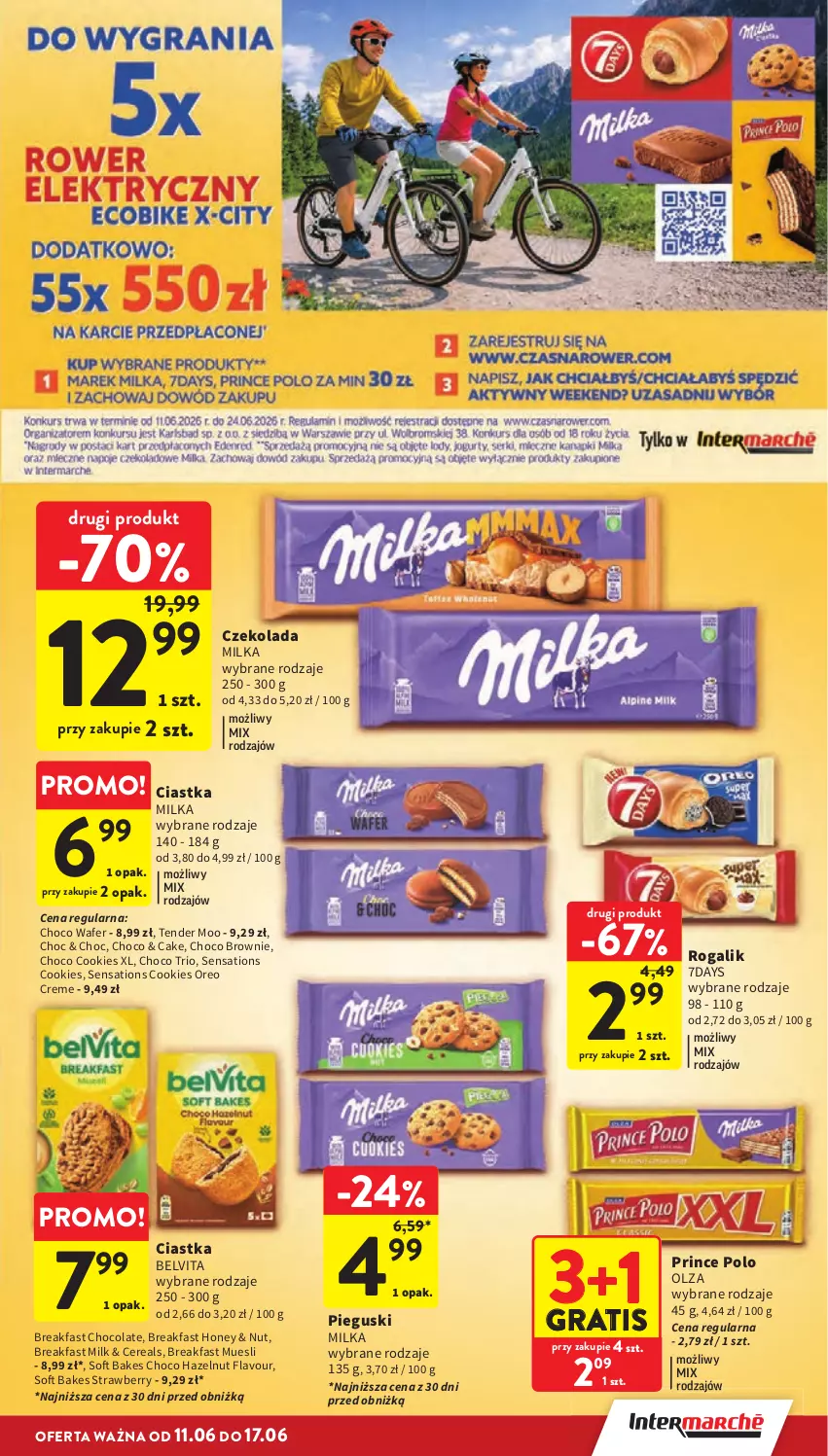 Gazetka promocyjna Intermarche - Gazetka promocyjna - ważna 11.06 do 17.06.2026 - strona 35 - produkty: BelVita, Brownie, Ciastka, Czekolada, Fa, Gra, Milka, Oreo, Prince Polo, Rogal, Sati