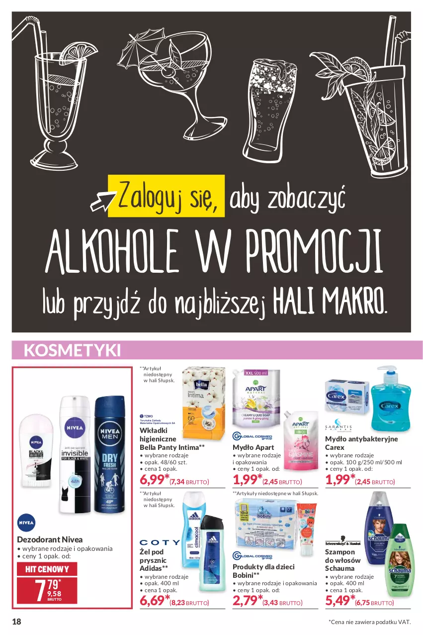 Gazetka promocyjna Makro - [Oferta promocyjna] Artykuły spożywcze i przemysłowe - ważna 23.02 do 08.03.2021 - strona 18 - produkty: Adidas, Bell, Bella, Dezodorant, Dzieci, Mydło, Nivea, Schauma, Szampon, Wkładki