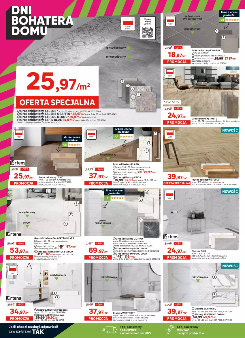 Gazetka promocyjna Leroy Merlin - Dni bohatera domu - ważna 15.09 do 05.10.2021 - strona 4 - produkty: Bateria, Bateria kuchenna, Dozownik, Fa, Fairy, Glazura, Gra, Gres, Gres szkliwiony, Grzejnik, Lakier, Lazur, Mus, Ociekacz, Płytka, Por, Rum, Sok, Sport, Syfon, Top, Tran, Zestaw mebli kuchennych, Zlew, Zlewozmywak