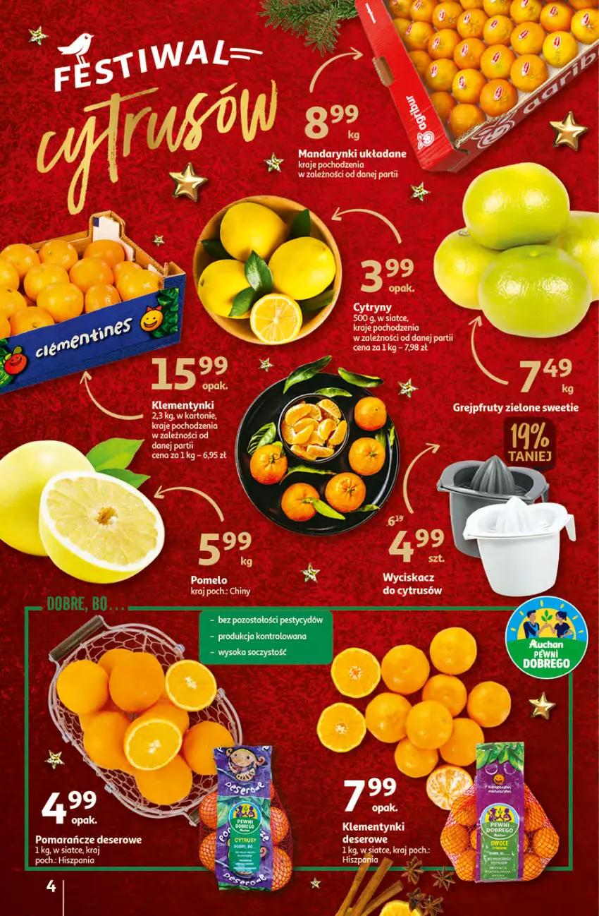 Gazetka promocyjna Auchan - Gazetka Magia Świąt Auchan Hipermarket - ważna 08.12 do 14.12.2022 - strona 4 - produkty: Deser, Fa, Klementynki, Mandarynki, Pomarańcze, Ser